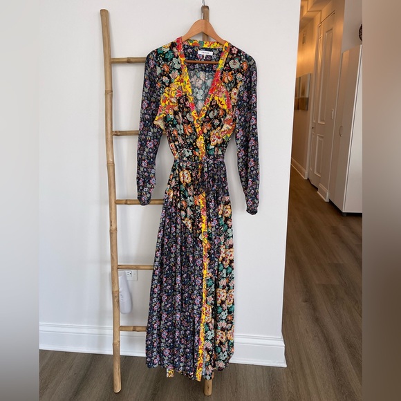 FRAME Floral Panel Wrap Dress, Medium - Picture 3 of 10